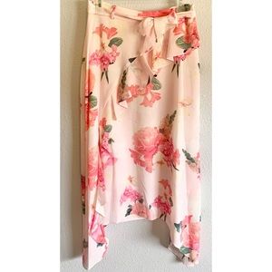 NWTs Calvin Klein Pink Floral Ruffle Skirt Size 4
